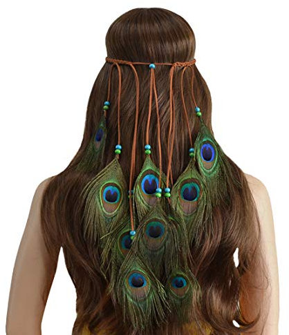 Repuhand Böhmische Pfau Feder Kopfschmuck Stirnband Flechten Haar Band Stirnband Zubehoer fuer Damen