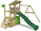 FATMOOSE Spielturm Klettergerüst FruityForest Fun XXL mit Schaukel & grüner Rutsche, Outdoor Kinder Kletterturm mit Sandkasten, Leiter & Spiel-Zubehör für den Garten