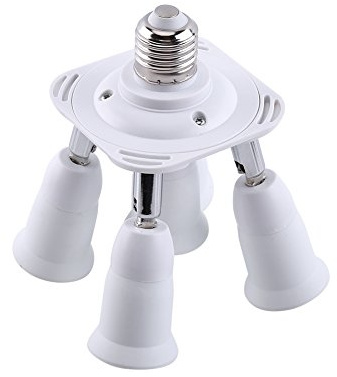 Fydun Presa Adattatore Prese di luce regolabile da E27 a E27 Base Lampada lampadina Adattatore porta lampada Presa Splitter(5 in 1)