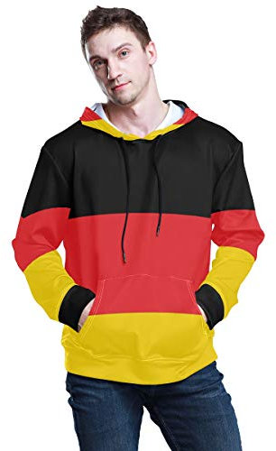 All3DPrint Deutschland Flagge Herren Pullover Kapuzenpullover Gr. Small, multi