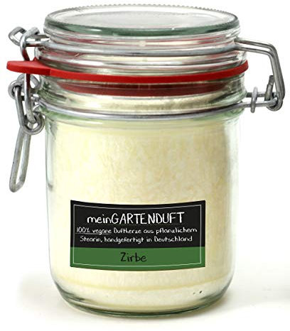 Candle Factory 100% vegane Duftkerze 60 STD. Ohne Farbstoffe aus Pflanzlichen Stearin meinGartenduft Duft: Zirbe 506-010
