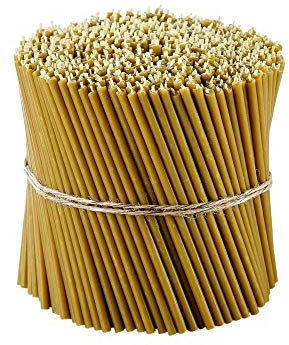 Danilovo Ritual Kerzen 100% Bienenwachs (Gelb) - Orthodoxe Kerzen für Gebet Tischdeko Hochzeit - Ungiftig, Ruß - Tropffrei, Nachhaltige Produkte, N140, Höhe: 16 cm, Ø 5 mm (500 stück)