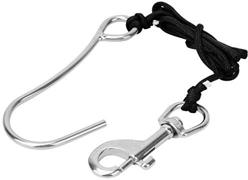 Omabeta Tauchhaken,Tauchriffhaken Reef Drift Hooks Tauchclips Karabinerhaken Scuba Reef Hook mit Line Edelstahl Clip Single Reef Hook, für Drift Diving(Black)