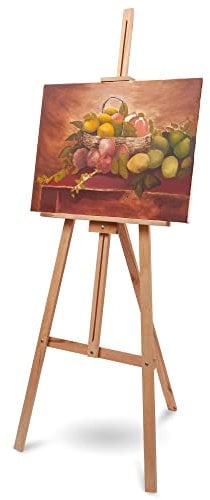 Artwelt Staffelei Holz groß 168 cm aus Tannenholz für Kunstmalerei und Außenwerbung Geeignet für Leinwände bis 120 cm Höhe Verstellbare Zerlegte Dreibeinige Staffelei