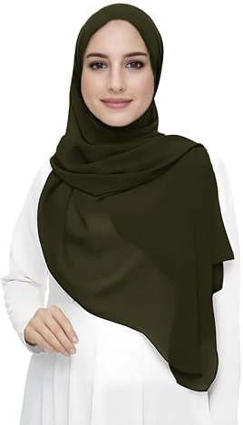Lina & Lily Damen Muslim Premium Chiffon Hijab Kopftuch Schal aus Leicht Stoff (Dunkeloliv)