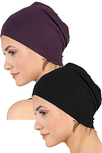 Deresina Headwear Schlafmütze, Chemo Kopfbedeckung (Black - Mulberry)