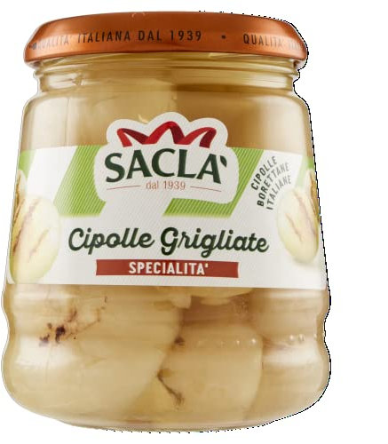 Saclà, Sottoli Grigliati, Cipolle Borettane Grigliate, Ideali per Antipasto, Contorni e per Arricchire i Tuoi Piatti, Vaso Vetro, 280g, Confezione da 12 Pezzi