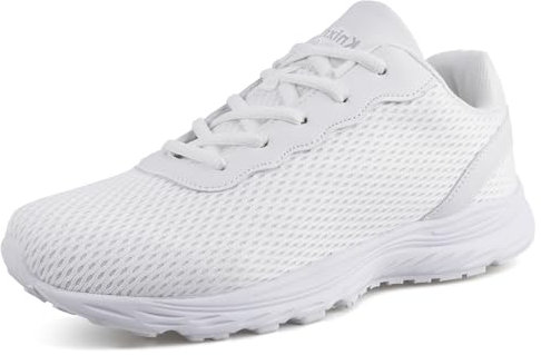 Knixmax Outdoor Wide Fit Trainers for Men Women Classic Running Shoes Athletic Gym Sneakers Lightweight Breathable Comfortable Unisex White UK12-EU46
