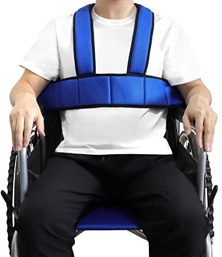 LOSCHEN Rollstuhl Harness Anti-Rutsch halbe Weste Sicherheitsgurt Einstellbare Dicke Sicherheit für ältere und behinderte Kinder, verhindern Kippen Fallen (Blau)
