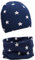 FORUHOO Baby Mädchen Beanie Mütze + Schlauchschal 2er Set, Wintermütze für Jungen Mädchen Baumwolle(Stern Marineblau,44-48)