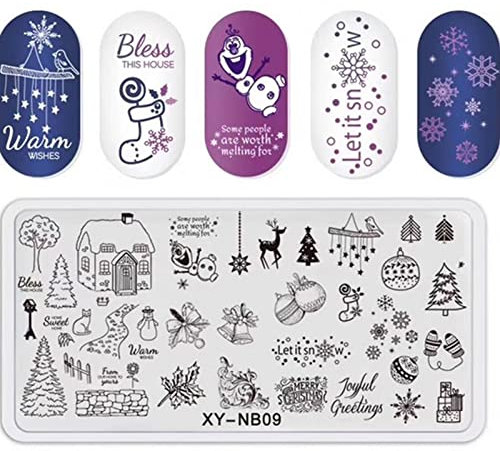 RUNRAYAY Schnee Halloween Weihnachten Muster Nagel Stamping Platten, Nagelplatte Maniküre Bild Vorlage Festival Neujahr Nägel Schablone