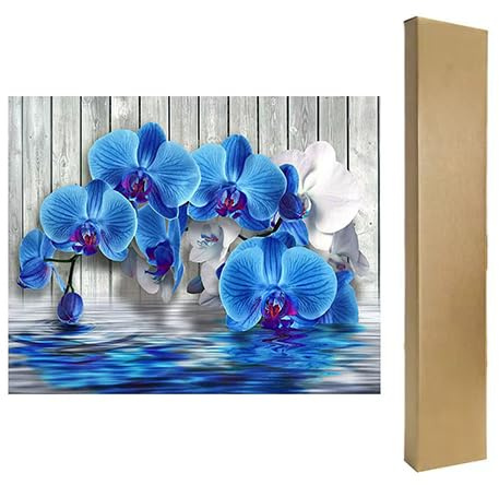DCIDBEI Round 5D Diamond Painting Orchid 16x20 in/ 50x40 cm Diamond Painting Pictures Adults Children Crystal Rhinestone Embroidery Diamond Paint Orchid Painting by Numbers Orchids Zen Cross Stitch