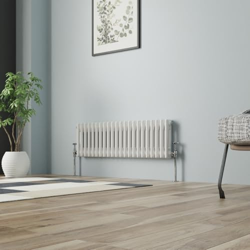 NRG Column Radiator Gloss White 300x1010mm Double Cast Iron Rads | Traditional, Interior Designer Horizontal Bathroom Radiator, Central Heating, Wall Mounted, for Living Room, Kitchen, Bedroom