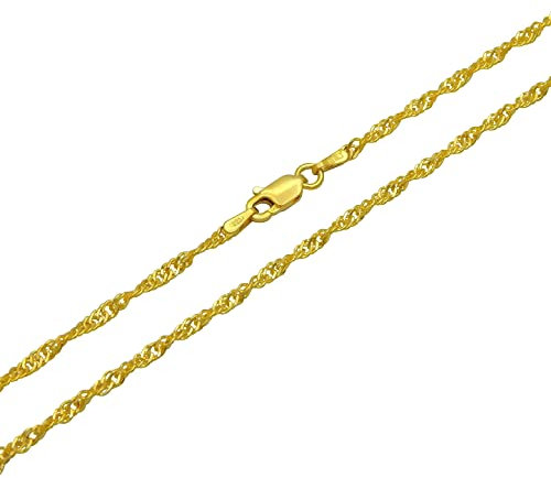 Kauf-mich-weg Singapurkette 925 Sterling Silber vergoldet 2,4mm breit Länge wählbar 45 50 55 60 cm Silberkette anlaufgeschützt Halskette Kette Gold Damen (55)