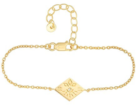 cai Damen Armband 925 Sterling Silber Topas Tattoo Motiv Raute 925/- Sterling Silber 15+4cm Glänzend Weißtopas gelb 274260050V-19