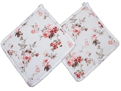 Russo Tessuti Presine 3 Pezzi Accessori Cucina Pattina Forno Fornelli Arredo Home Roselline-Cipria