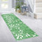 Siunwdiy Teppich Läufer Flur Küche Grasgrün Weiße Blätter Blumen rutschfest Korridor Teppichläufer Waschbar 140x400cm Modern Schlafzimmer Wohnzimmer Läufer Teppich Breite 40-140cm