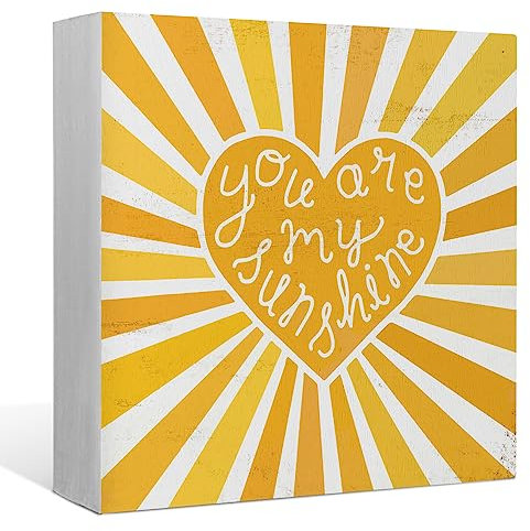 Inspirierendes Holzkistenschild mit Aufschrift You are My Sunshine, Schreibtischdekoration, Boho-Sonnenschein-Herz-Holzblock-Schild, Dekorationen für Zuhause, Schlafzimmer, Mädchenzimmer, Wand,