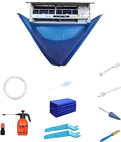 DAZZLEEX Sac de service de climatisation divisé avec tuyau d'eau de 2,4 m, kit de nettoyage mural de climatisation
