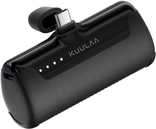 Kuulaa Portable Charger USB C Power Bank 4500mAh Small Portable Phone Charger Android Compact Plug in Battery Pack Portable Compatible with iPhone 15, Samsung Galaxy, Moto, LG, Pixel Black