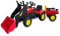 PEKECARS Tractor a Pedales con Remolque y Pala, Color Rojo, Asiento de plástico, Incluye Pala y rastrillo