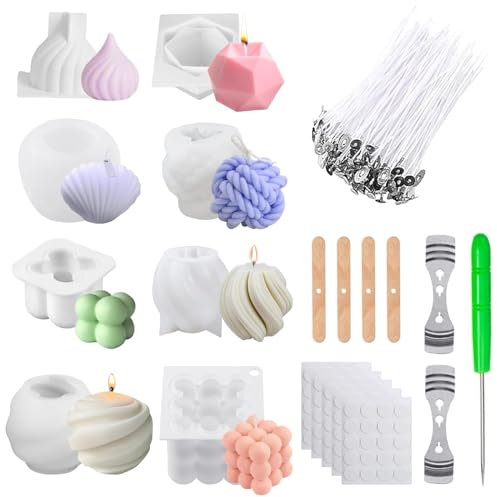 HIQE-FL Kerzenform Bubble Kerzen Kit,8 Stück Kerzenformen zum Gießen,Bubble Kerzenform,Silikonformen Kerzen,Kerzen Formen Silikon,für DIY Aromatherapie Kerzen Herstellung Supplies,BPA-Frei