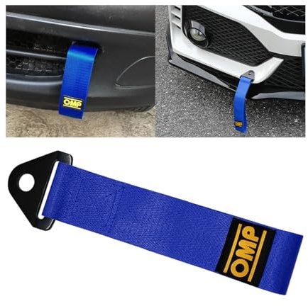JNNJ 2 Pezzi Cinghia Di Traino Auto, Veicolo Di Emergenza Rimorchio Corda, Cinghia Di Traino Professionale per Rimorchio, Per Il Fissaggio Al Paraurti Posteriore Anteriore Dell'auto(Blu)