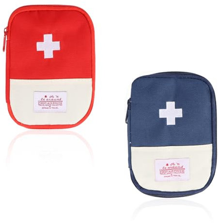 RUNEAY Reiseapotheke Tasche Leer 2 Stück,Mini Medikament Tasche Klein Leere Medikamententasche Medizin Reisetasche Wasserdicht Notfalltasche Tragbar für Schule Camping Office Reisen