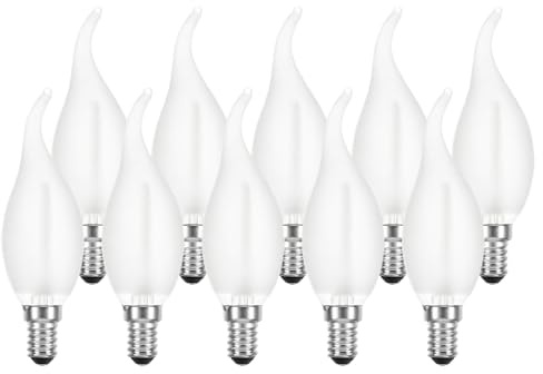 NCC-Licht LED Lampe C35 Kerze Windstoß E14 4W Warmweiß 2700K | LED Filamentlampe aus mattiertem Glas, ersetzt 40W Glühlampe mit E14-Sockel, gemütliches Licht ideal für Kronleuchter