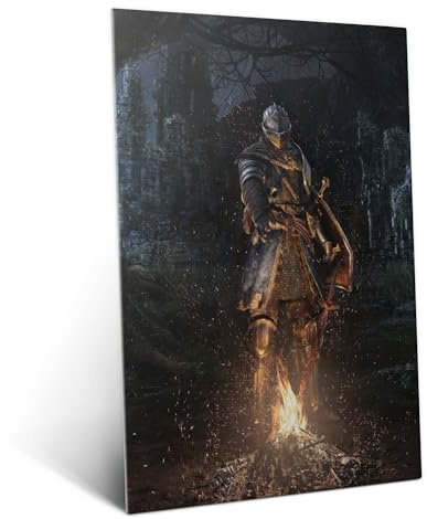 Displate Offiziell Dark Souls MetallPoster Magnetische Befestigung Inklusive Lizenziert Bilder Hochwertiges Poster Bonfire in the Shrine Poster 67.5 cm x 48 cm