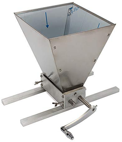 Begoniape Getreidemühle Schrotmühle, 21.00cm*22.00cm*26.00cm Malzmühle Getreidequetsche, Nussmühle mit 2 Aluminiumstangen Handkurbel, Handschleifer 5kg Trichter für Selbstgebraute