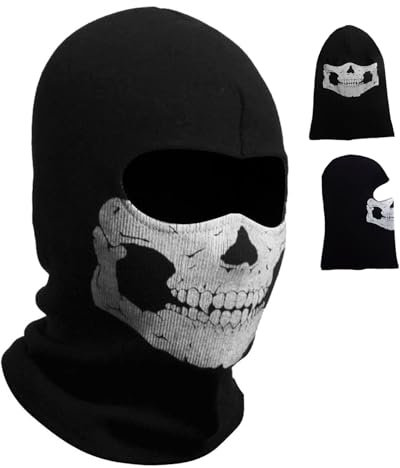 Geistergesichtsmaske, elastischer Vollkopf Ghost Skull Balaclava, Winddichte Schreie Gesichtsmasken, Motorrad -Gesichtsmaske für Männer Outdoor Sport Radfahren Skiwanderung