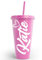 Cute Name & Heart Personalized Tumbler Kids & Adults 24oz Plastic Cold Cup Birthday Celebrations Partys