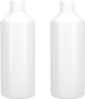 TEC Plastic Bottles 500ml White HDPE Empty Non Leak Screw Cap Lids 28mm (2) | UK Made Empty Containers 28mm Non Leak Chemicals Liquid 30% Recycled