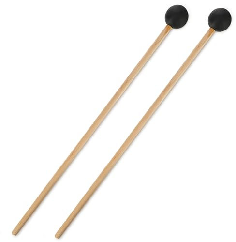 Musiin Marimba & Glockenspiel Percussion Schlägel – Gummi-Xylophon-Schlägel mit Holzgriffen (schwarz)