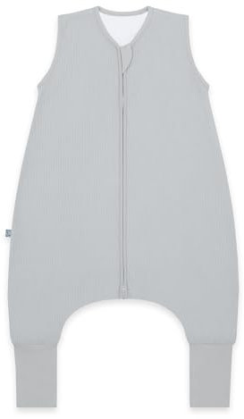 emma & noah Baby Schlafsack mit umschlagbaren Füßen 2.5 TOG, Strampelsack für den Herbst und Winter, Bio-Baumwolle, OEKO-TEX Zertifiziert, Ideal für aktive Kinder (Essential Grau, 80)