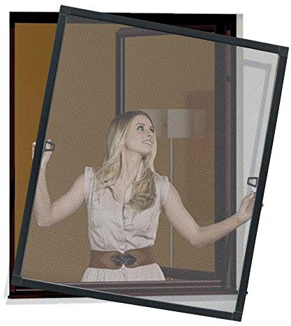 arvioo Fliegengitter Fenster, Insektenschutz für eine Insektenfreie Zone im Wohnbereich, Fliegengitter Spannrahmen ohne Bohren, Fiberglasgewebe & Alurahmen, Einbautiefe 12 mm (Anthrazit, 120 x 140 cm)