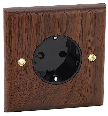 Wandsteckdose aus Schwarzem Walnussholz, von Hand Gefertigte Retro-Steckdosenleiste, Messingplatte, 16 A mit Standard für den Heimgebrauch