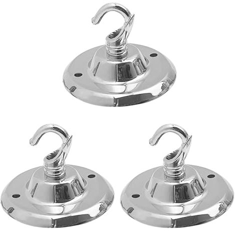 LEDSone Vintage 3 Pack Ceiling Rose Hook Plate Metal Chrome 75mm Chandelier Light Fitting with Pre-Drilled Holes for Mounting Chandliers Pendant Lights Wall Lamps Hanging Lights Planters