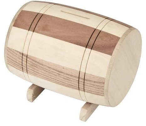 Angelkiss Hölzerne Sparschwein Safe Spardose Einsparungen Weinfass Holzschnitzerei handgemachte hohe Qualität(Medium)