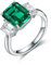 Bishilin Trauring Weißgold Einzeln, Ring Damen 585 Echtgold mit 3 Steine 1.5ct Smaragd und Moissanit Verlobungsringe Eheringe ohne Nickel Gr.50 (15.9)