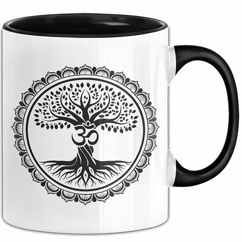 Yoga Lebensbaum-Yoga Om Keltisch Spirituelle Tasse (Schwarz)