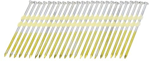 sourcing map 500Pcs 21 Degree 0.131 x 3-1/2 Framing Nails, Galvanized Carbon Steel Plastic Collated Nails for Furniture/Constructions, Color Zinc