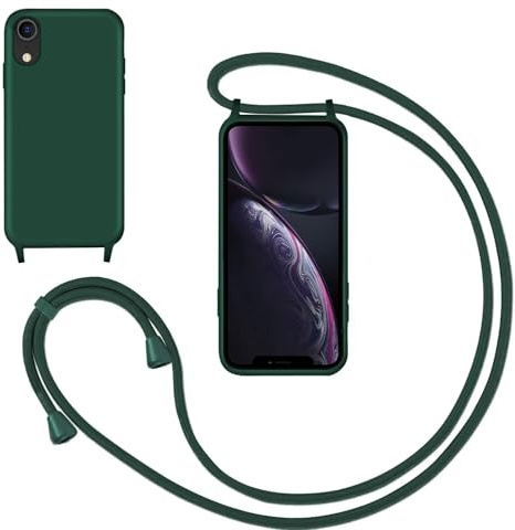 GoodcAcy Handyband für iPhone XR Hülle mit Band,Grün | Kameraschutz und Bildschirmschutz,Flüssig Silikon Necklace Handyhülle Schnur Schutzhülle Case für Umhängen Case mit Kordel