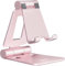 Faltbarer Ständer Tisch, Aluminium Handyhalter für Schreibtisch, Einstellbar, Kompatibel mit Smartphones (Rosa)