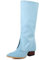 Lizoleor Tacco A Blocco Con Risvolto Donna Stivali Alti Senza Chiusura Moda Tacco Alto Appuntito Riding Lungo Stivali Western Blu Numero 42 EU/44Cn