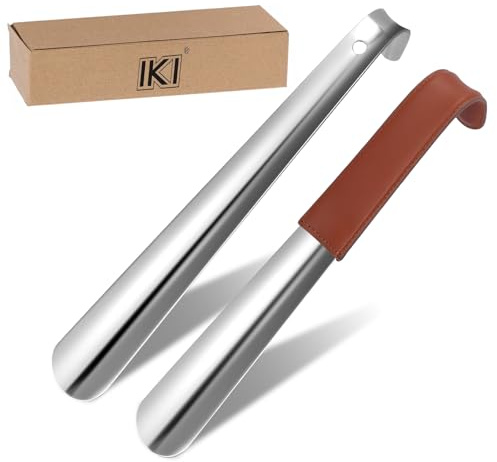 IKI Schuhlöffel Metall Lang 30cm - 2er Schuhanzieher Lang Metall - Edelstahl shoe horn zum Aufhängen für Senioren & Familie