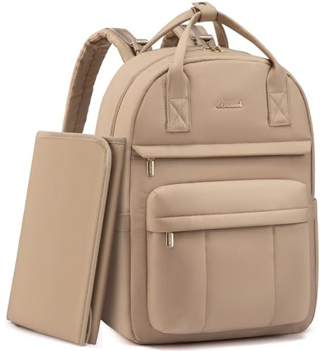 LOVEVOOK Wickelrucksack Groß Baby Wickeltasche Rucksack mit Wickelauflage Diaper Bag mit Kinderwagengurte Lässig Windeltasche Mommy Kliniktasche Geburt Babytasche für Mama und Papa Khaki