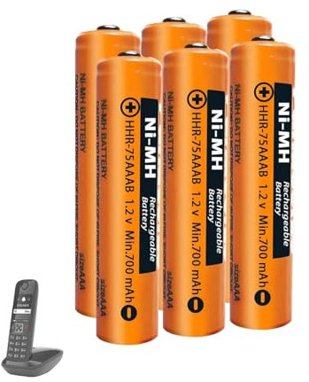 NI-MH Akku AAA 700mAh 1.2V für Gigaset Mobilteile, Wiederaufladbare Batterien AAA für Panosonic Schnurlos Telefone - 6er Pack