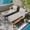 Zepneiy Gartenmöbel Set Lounge Möbel Outdoor, Wasserdichtes Schlafsofa mit Regalen, Multifunktionale Doppelliege Sonnenliege, Für Balkonmöbel Terrasse, Metallgestell Polyestergewebe Grau Anthrazit
